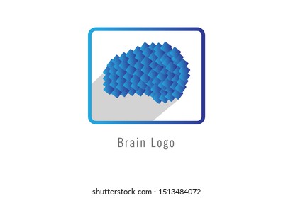 Blue Brain Logo Design Template Element, With box style