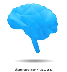 blue brain polygon with business icon