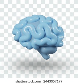 Blue brain in realistic style. Symbol of artificial intelligence, digital information processing