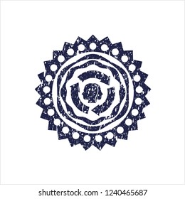 Blue brain storm icon inside rubber grunge stamp