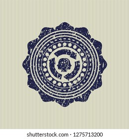 Blue brain storm icon inside grunge seal