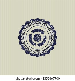 Blue brain storm icon inside distressed rubber stamp