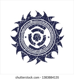 Blue brain storm icon inside rubber seal