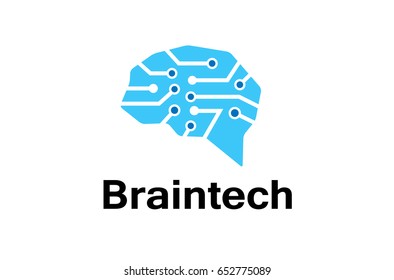 Blue Brain Technology Logo Symbol Design Illustration