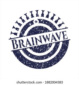 Blue Brainwave distressed rubber grunge seal. 
