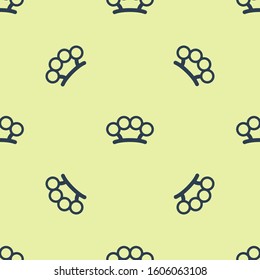 Blue Brass knuckles icon isolated seamless pattern on yellow background.  Vector Illustration