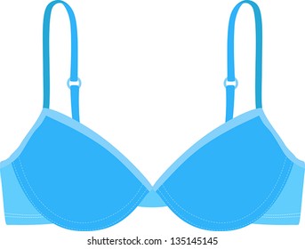 Blue brassiere on white background.