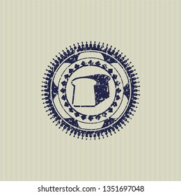 Blue bread icon inside distress grunge style stamp