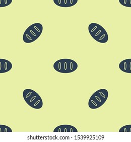 Blue Bread loaf icon isolated seamless pattern on yellow background.  Vector Illustration