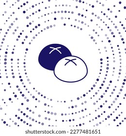 Icono de la barra de pan azul aislado en fondo blanco. Resumen de puntos aleatorios de círculo. Vector