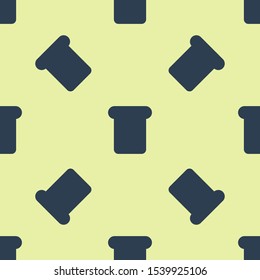 Blue Bread toast for sandwich piece of roasted crouton icon isolated seamless pattern on yellow background. Lunch, dinner, breakfast snack.  Vector Illustration
