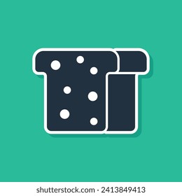 Blue Bread toast for sandwich piece of roasted crouton icon isolated on green background. Lunch, dinner, breakfast snack.  Vector