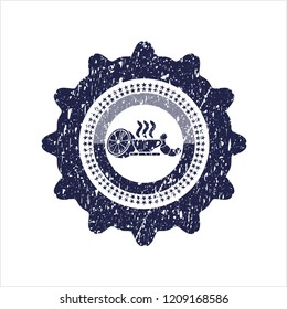 Blue breakfast  icon inside distressed rubber grunge seal