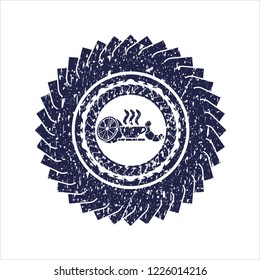 Blue breakfast  icon inside distressed rubber grunge texture stamp