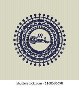 Blue breakfast  icon inside rubber grunge seal