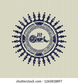 Blue breakfast  icon inside rubber seal