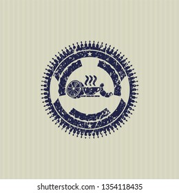 Blue breakfast  icon inside rubber texture