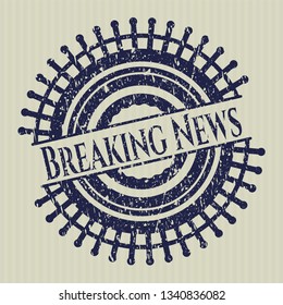 Blue Breaking News distressed rubber grunge texture seal