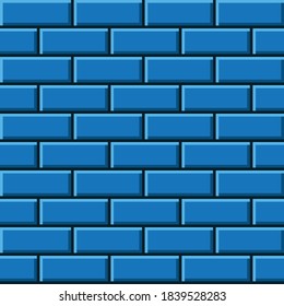 Blue brick pattern pixel art. Vector picture.