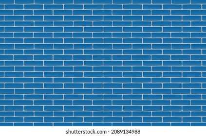 Blue brick wall background. Texture blue colored bricks rustic. Vector illustration.