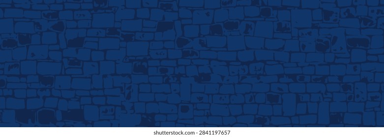 Blue Brick Wall Background With Textured Stone Pattern for Urban and Industrial Design.vector