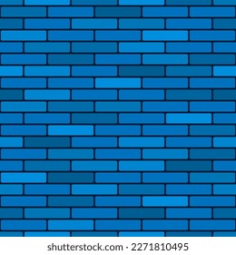 Blue brick wall. Cute seamless pattern. Vector simple flat graphic illustration. Texture.