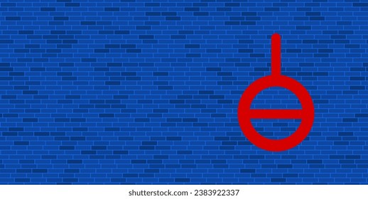 Blue Brick Wall with large red agender symbol. The symbol is located on the right, on the left there is empty space for your content. Vector illustration on blue background