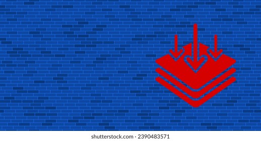 Blue Brick Wall with large red absorbent symbol. The symbol is located on the right, on the left there is empty space for your content. Vector illustration on blue background