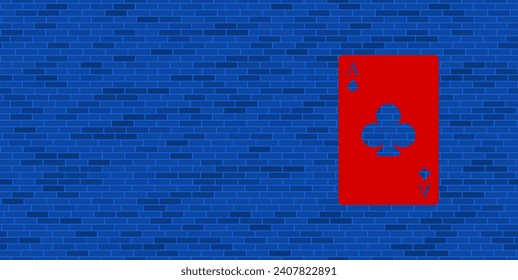 Blue Brick Wall mit großer roter Kreuzung. Das Symbol befindet sich auf der rechten Seite, auf der linken Seite ist Leerzeichen für Ihre Inhalte. Vektorgrafik auf blauem Hintergrund