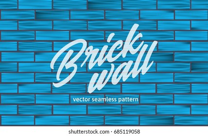 Blue brick wall texture. Seamless pattern.