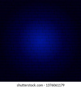 Blue Brick Wall. Vector Illustration of Industrial Background.