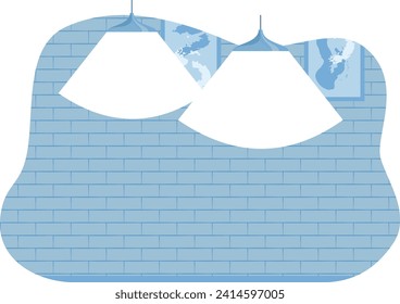 Blue brick wall with world map silhouette vector illustration. Global business and communication concept.