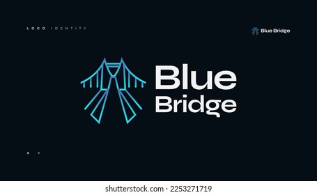 The Blue Bridge Logo with a Modern Concept is Suitable for Architecture and Building Company Brands