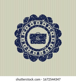 Icono de maletín azul dentro de la textura de caucho perturbada