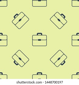 Blue Briefcase icon isolated seamless pattern on white background. Business case sign. Business portfolio.   Vector Illustration