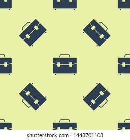 Blue Briefcase icon isolated seamless pattern on white background. Business case sign. Business portfolio.  Vector Illustration