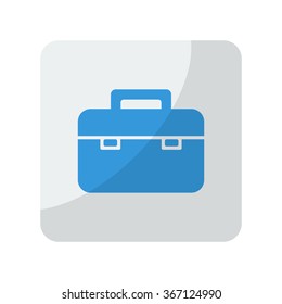 Blue Briefcase icon on grey rounded square button on white