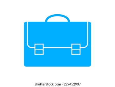Blue briefcase icon on white background
