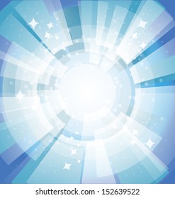 Blue bright background with rays. Vector illustration. Eps 10