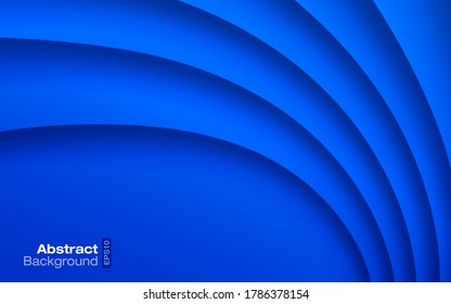Fondo ondulado de color azul brillante. Patrón moderno de tarjetas de visita.  La textura de sombra de la curva de papel. Presentación contemporánea. Diseño de material vectorial Ilustración .