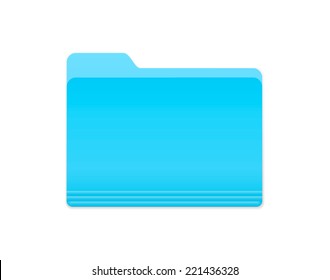 Blue Bright Folder Icon in OS X Yosemite Style. Isolated on white.