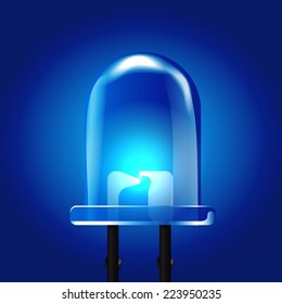 Blue bright Light Emitting Diode vector illustration