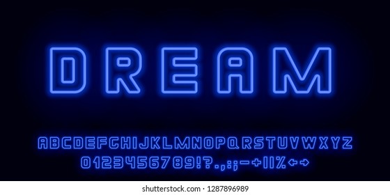 blue bright luminous font