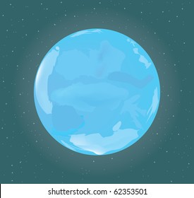 The blue bright moon against the night sky