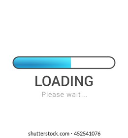 Blue bright progress loading bar. Isolated on white background. Empty space for text. Vector illustration. 