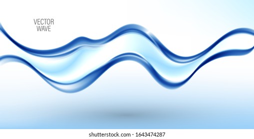 
Blue bright wave flow. Vector wavy lines background. Design for brochure, poster, banner, poster.