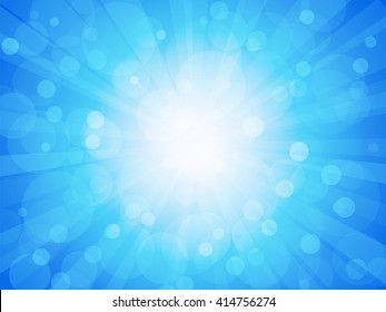 blue bright winter background with rays