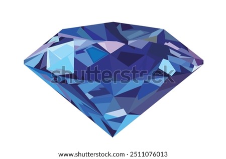 Blue brilliant diamond crystal ruby ​​bright vector gemstone rhomboid shape glitter and sparkle isolated on white background for jewelry advertising website poster