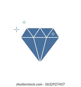 Blauer, brillanter Stein einzeln auf weißem Hintergrund. Großer glänzender Diamant. Konzept der guten kreativen Idee oder Business Insight, geheim oder Traum. Vektorgrafik