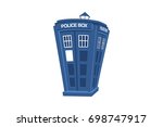 Blue British Police Box Cartoon Style